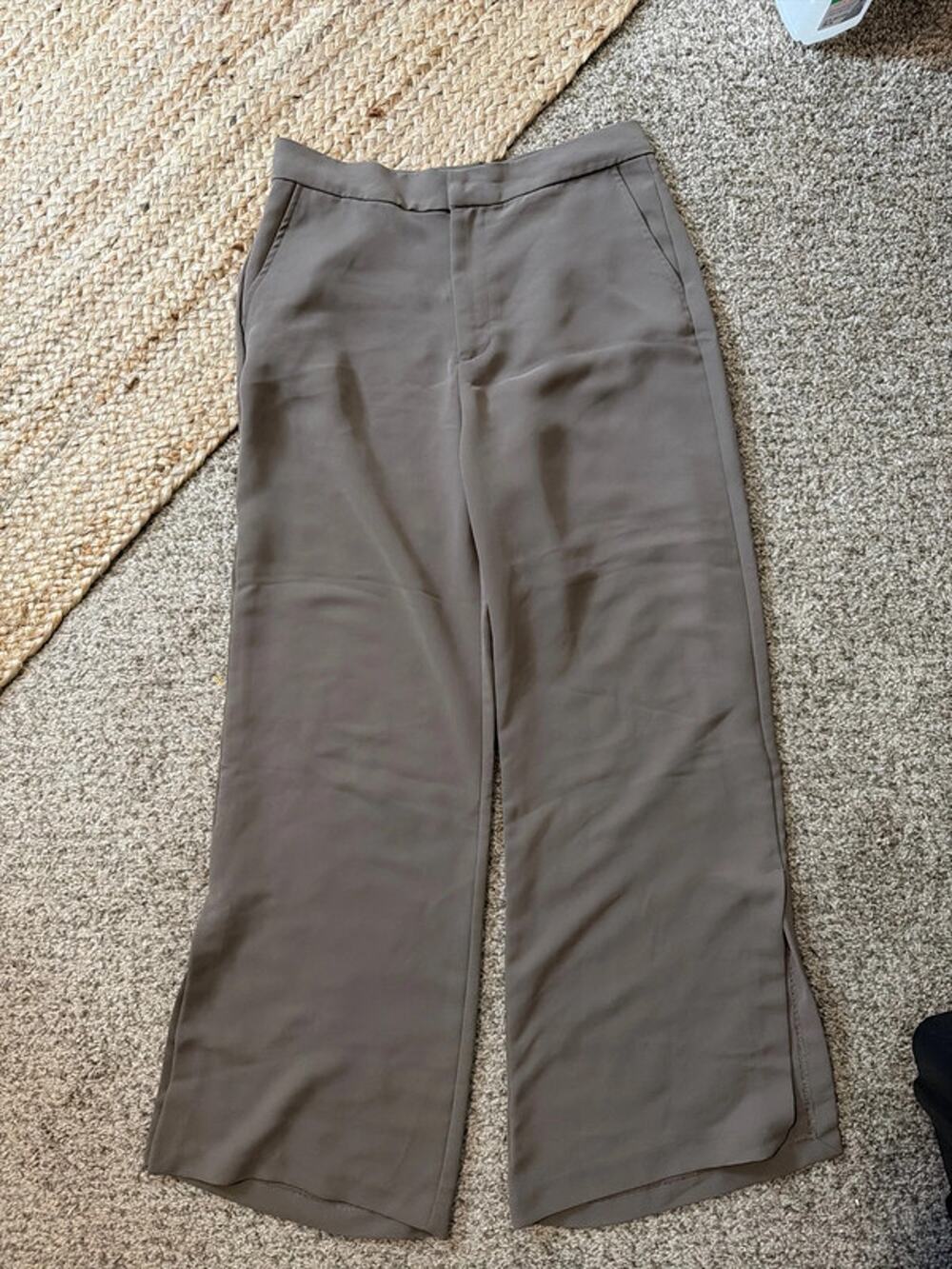 Shinestar taupe pants split hem L 3086